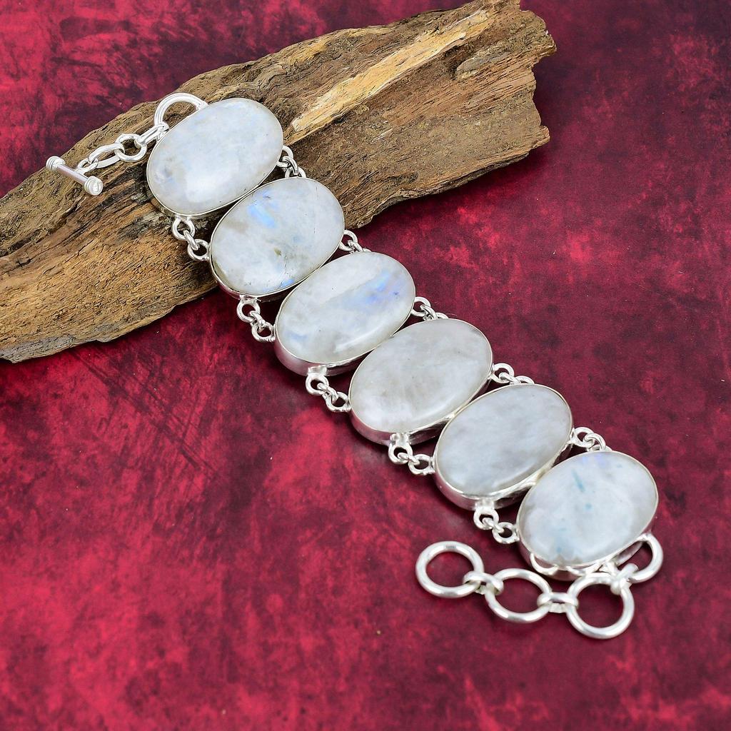 Amazing Rainbow Moonstone 925 Solid Sterling Silver Bracelet & Necklace Jewelry Set, Beauteous Gemstone Jewelry, Handmade Chain Jewelry Set For Love
