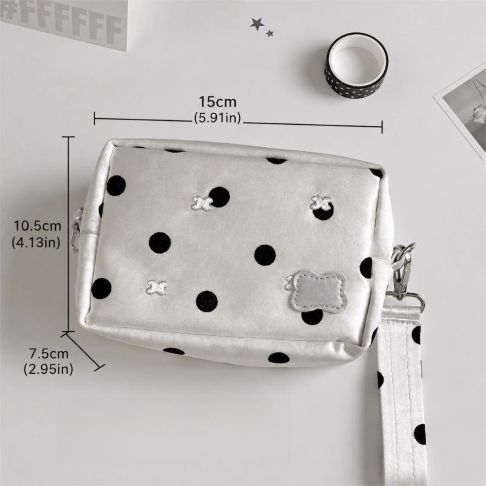Large Capacity Makeup Bag Polka Dot Print Pencil Case Korean Style Jewelry Pouch  Gift