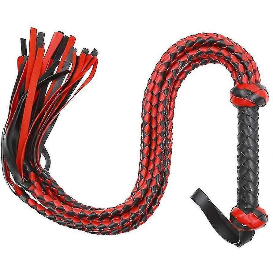 Soft Faux Leather Whip - Harness Handle Whip Teaching Training Tool Horse Riding