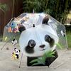Duży Przezroczysty Parasol dla Uczniów, Uroczy Przezroczysty Parasol Dziecięcy z Motywem Zwierzątek, Odporny na Wiatr Parasol z Długą Rączką, Automatyczny Kreatywny