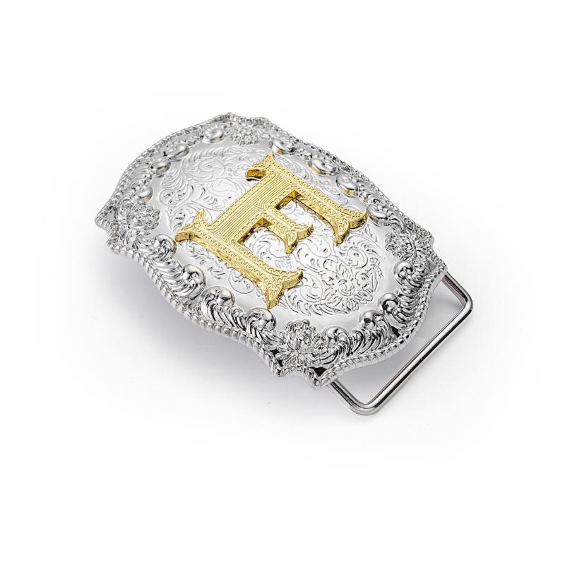 Western Belt Buckle Initial Vintage-Cowboy Rodeo Silver Large Belt Buckle For Men Women
