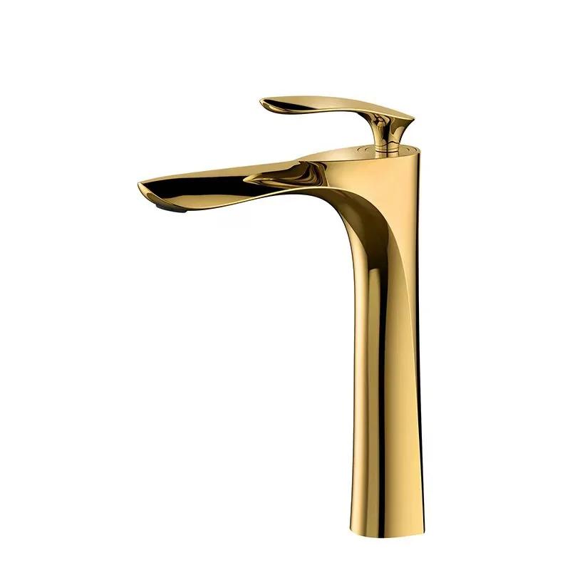 

Titanium Basin Hot and Cold Water Faucet Washbasin Basin Heightening Faucet Black Gold Bathroom Nordic Hand Washing Faucet
