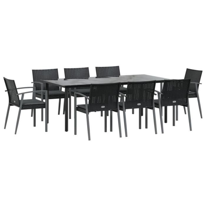 VidaXL Ensemble à manger de jardin 9 pcs coussins résine tressée acier 3187000