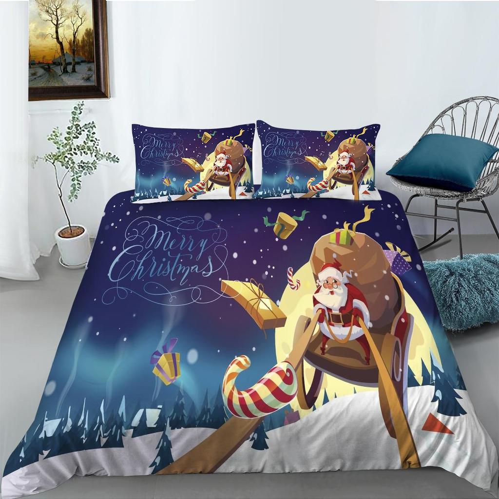 3D-Weihnachtsbedruckter Bettwäschebezug-Anzug mit Kissenbezug, Heimtextilien, 2/3 Stück Bettwäsche, Bettbezüge