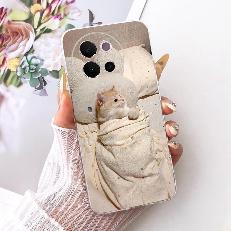 For Vivo V40 Lite 5G Global V40e V40 Pro Phone Case Clear Soft TPU Clear Back Cover Cool Cartoon Luxury Butterfly Flower Funda