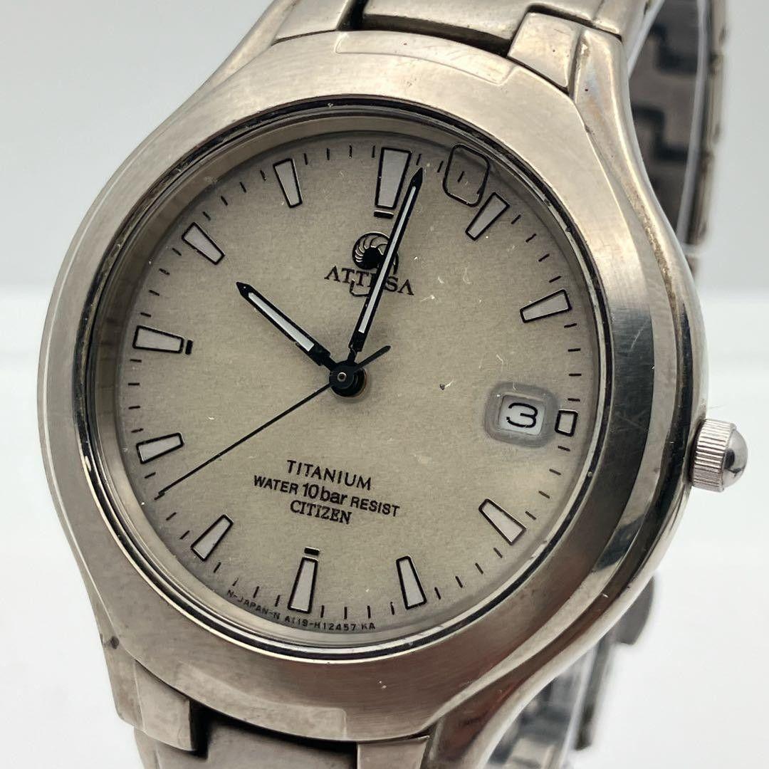 Used Working item CITIZEN ATTESA titanium watch date men s