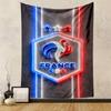 France FFF Neon Logo Rooster Stars Blue Red White Patterned Tapestry for Bedroom and Living Room Home Decor Sofas