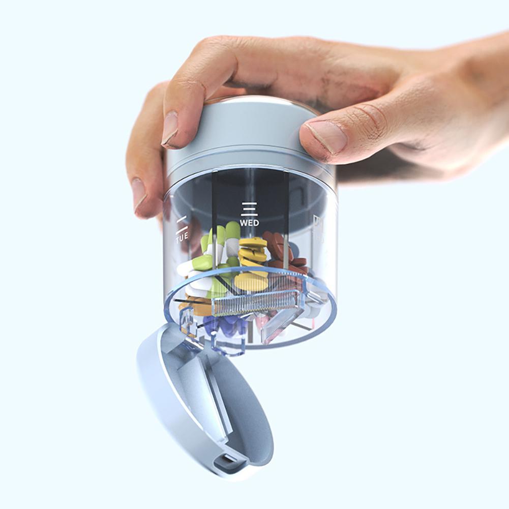 7-Day 2In1 Pill Cases Portable with Pill Cutter Travel Vitamin Box Pill Organizer Container Organizer Storage Fish Oils Hygienic Medication Organizer