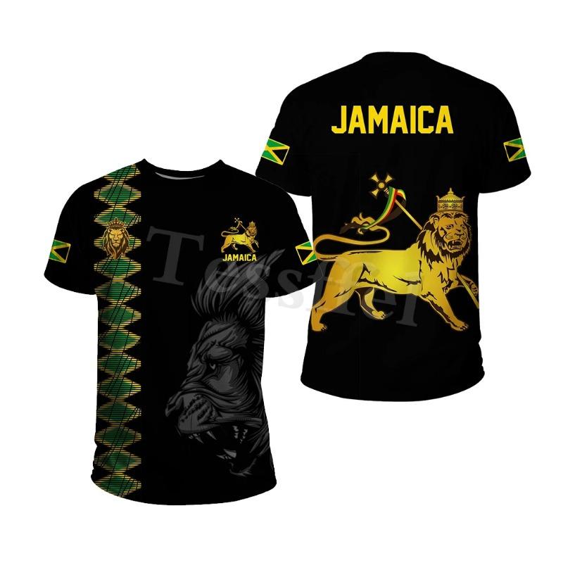Tessffel Jamaica Lion Emblem Zomer Nieuwe Mode 3D Print Tops Tee T-shirt Mannen Vrouwen Korte Mouw T-shirt Streetwear Stijl-4
