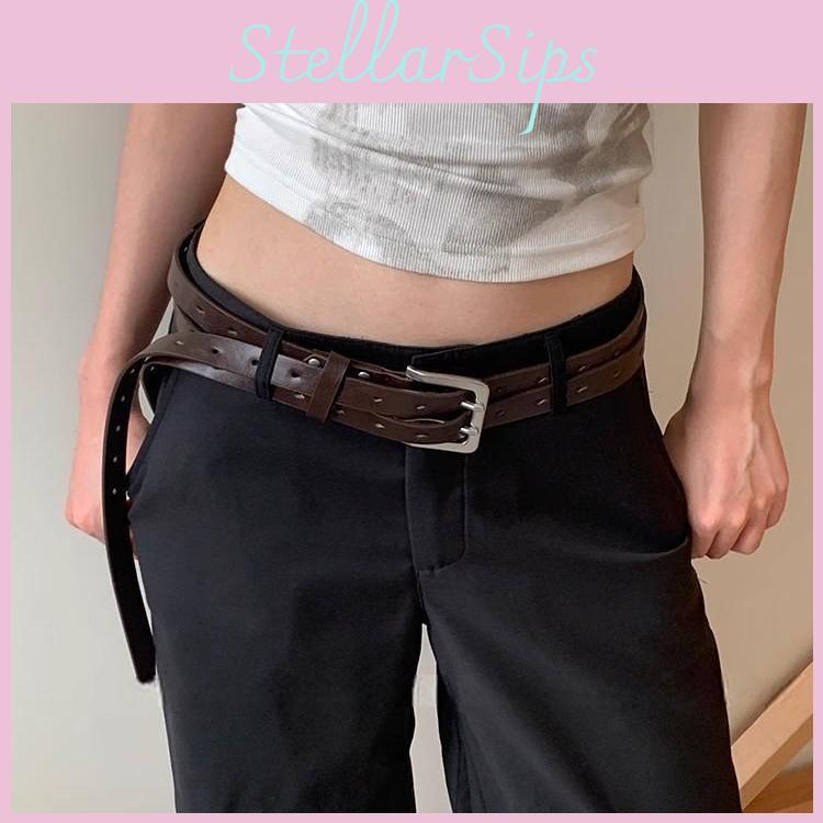 Pu Leather Belt Unisex Designer Double Buckle Fashion Accessory For Street Style