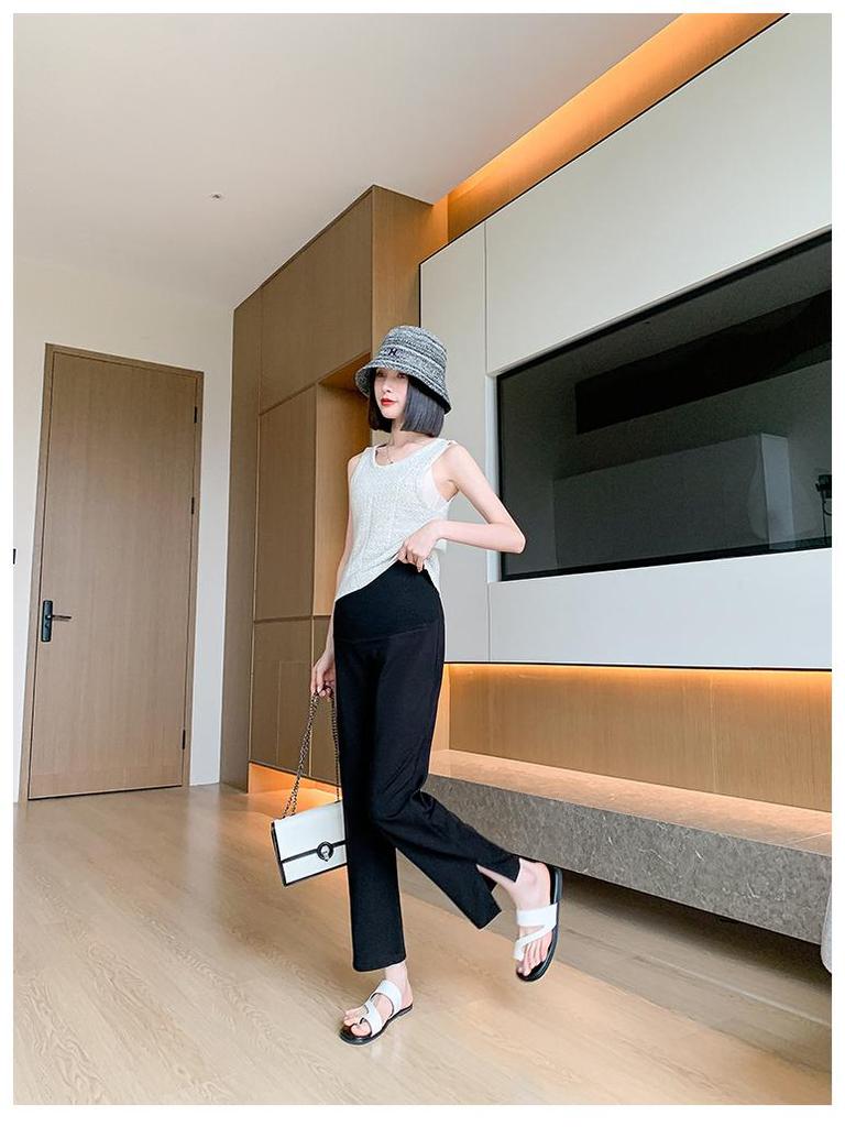 High Elastic Belly Support Maternity Slimming Straight-Leg Pants for Spring, Summer, and Autumn
