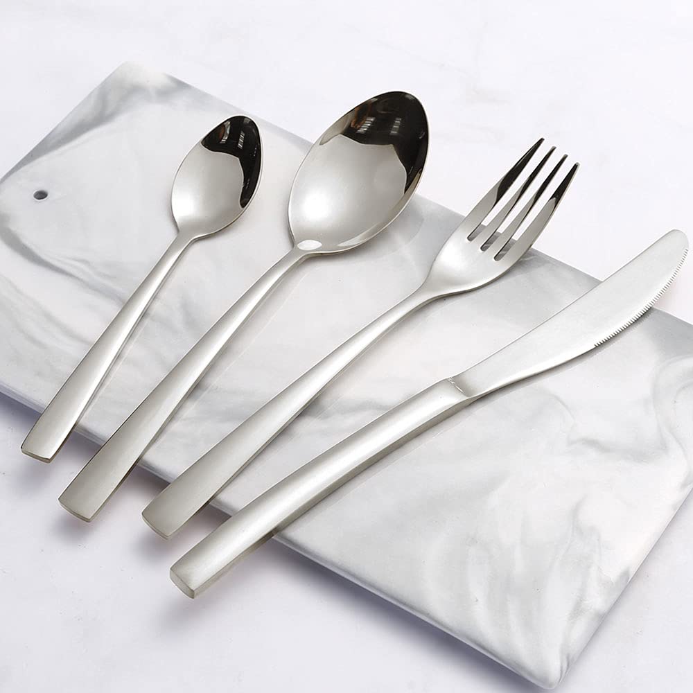 Cutlery Set for 6 Stainless Steel Dinner Western Tableware Cutipol for for Home Dishwasher Tableware Dinner Wedding Storage Box Silver 24-piece