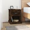 Bedside Table - Maison Exclusive - Smoked Oak - Engineered Wood - 1 Drawer + Compartment