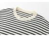 Women's Autumn Striped Cashmere Long Sleeve Round Neck Top