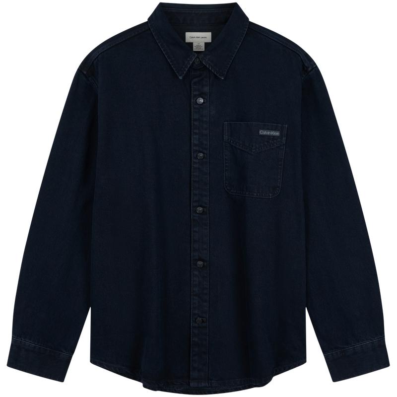 Calvin Klein Classic American Retro Polo Collar Cotton Denim Shirt Men shirts 4RE714G