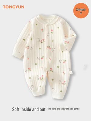Unisex Newborn Padded Cotton Romper - Warm Spring/Autumn Jumpsuit