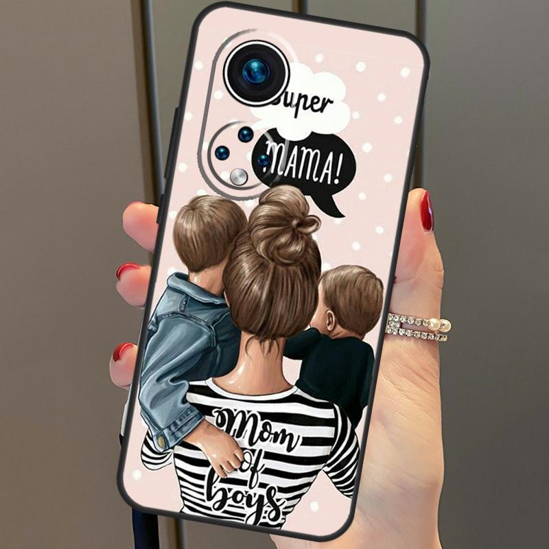 Piękna Matka Córka Syn Dla Huawei P20 P30 P40 Lite Pro P Smart 2019 Nova 9 5T Etui na Telefon Dla Honor 50 8X 9X 10i