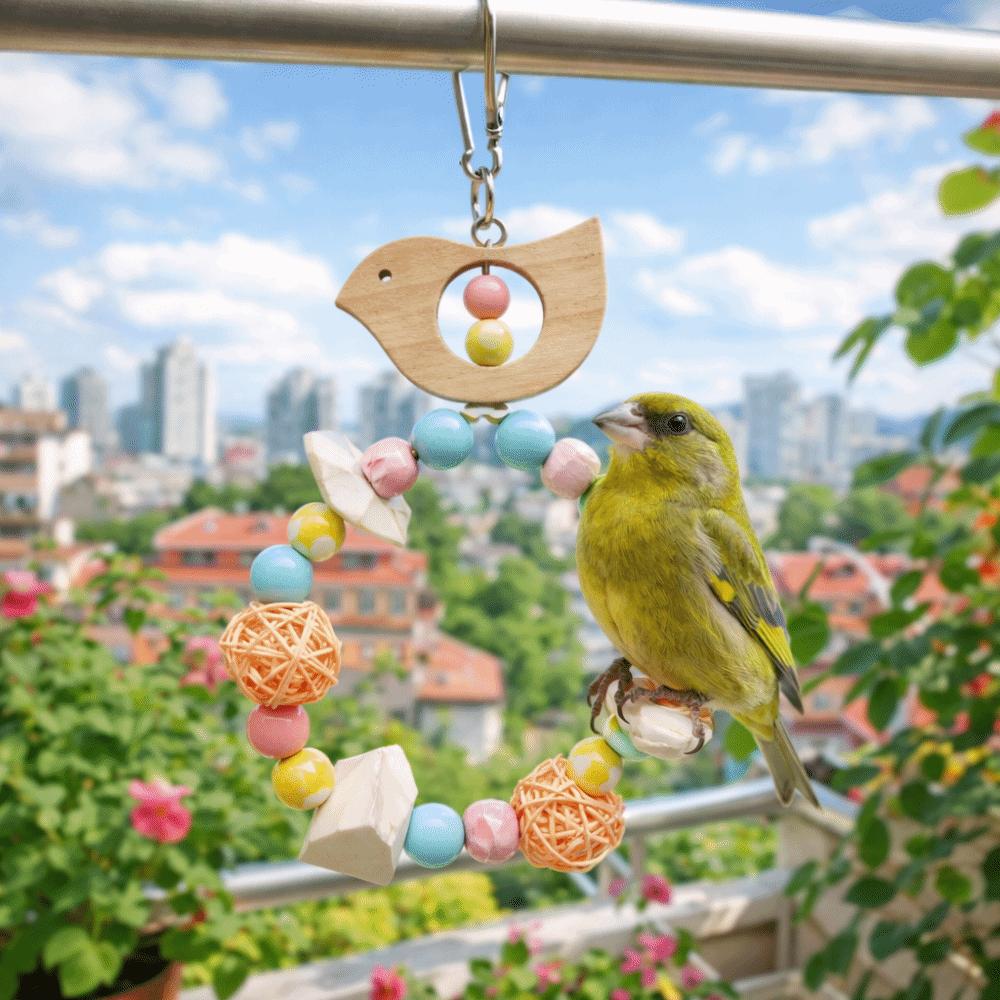 Hanging Bird Swing Toy Wooden Bird Climbing Stand Grinding Claws Chewing Perch  Training Purpose