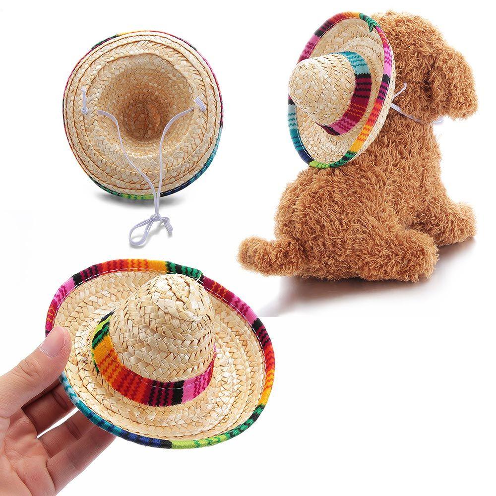 Colorful Cat Dog Supplies Sombrero Mexican Straw Cap Pet Straw Hat Pet Ornaments