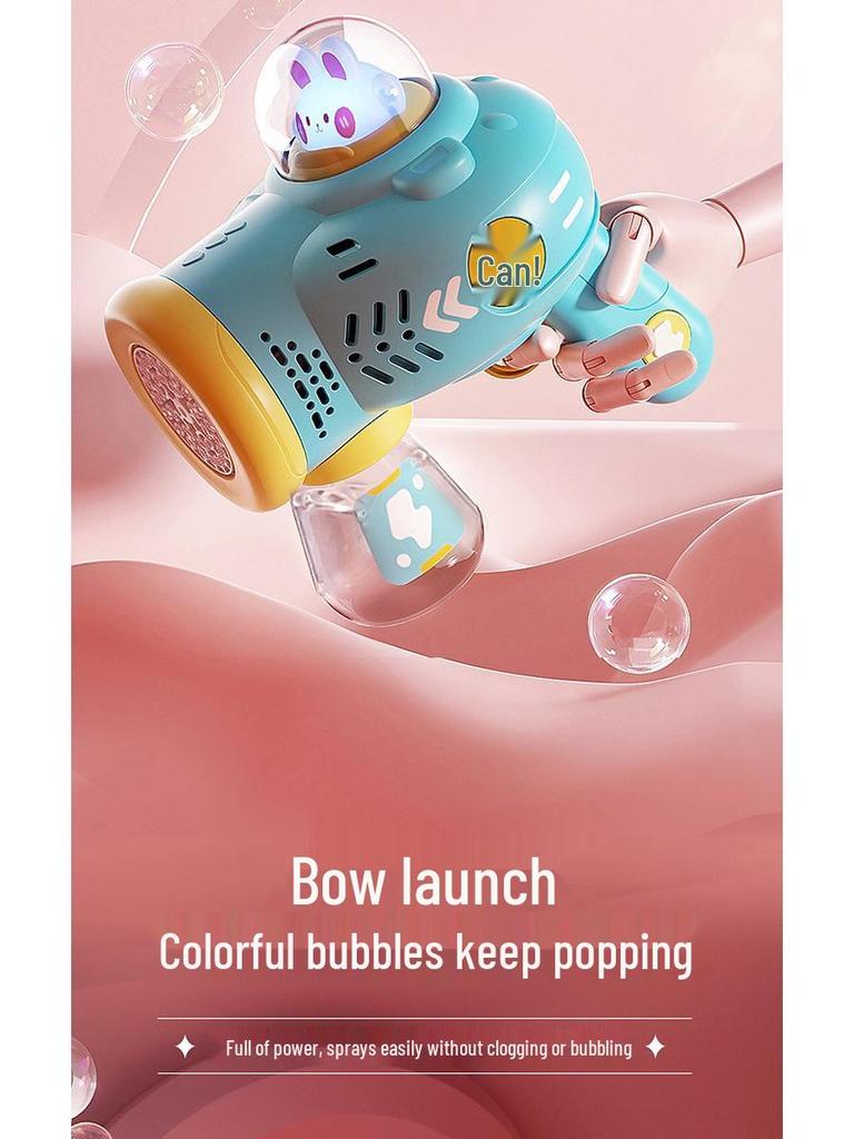 Electric 10-Hole Bubble Blower with Lights – Automatic Space Bubble Gun Toy for Girls
