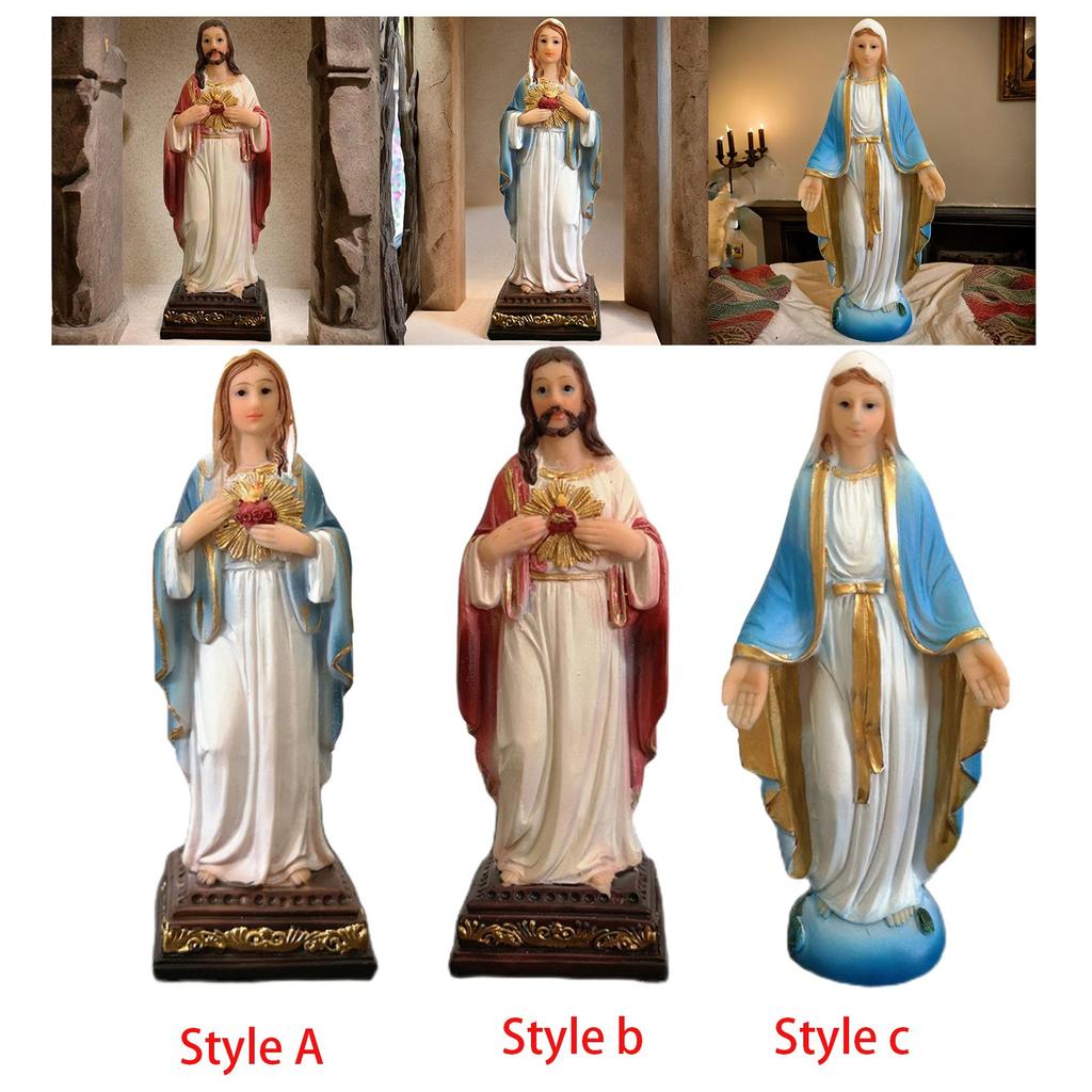 Virgin Mary Statue, Religious Figure, Blessed Catholic Sculpture, Resin Statue Figurine for Bedroom