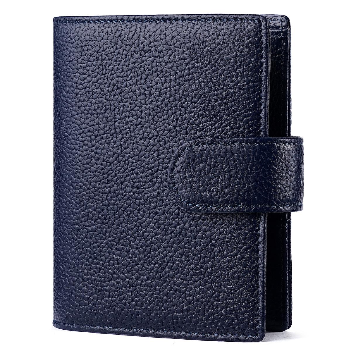 

Cow Leather A7 Loose Leaf Notebook with Detachable Hand Book 6-Hole Filler Paper Portable Plan Notebook Card Holder Wallet темно-синього кольору