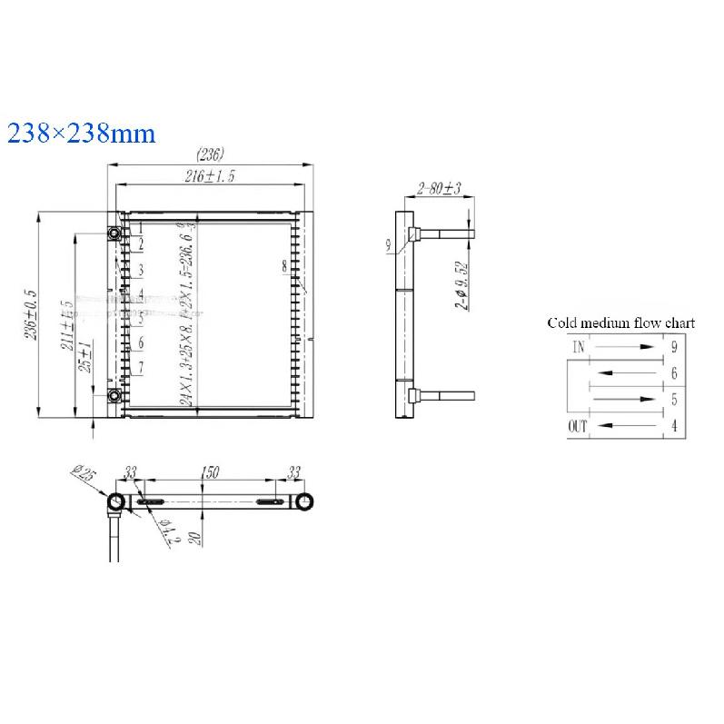 1PC Microchannel condenser coil parallel flow Condenser for Compressor refrigeration micro channel tube and fins heat exchanger