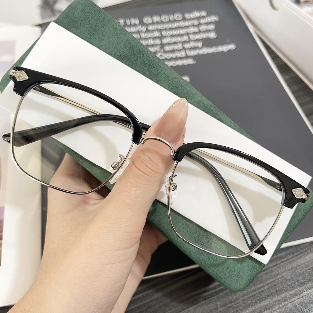 Luxury Metal Half Frame Anti Blue Light Glasses Men Business Classic Myopia Eyewear Diopter 0 To -4 0 Protective Short Sight