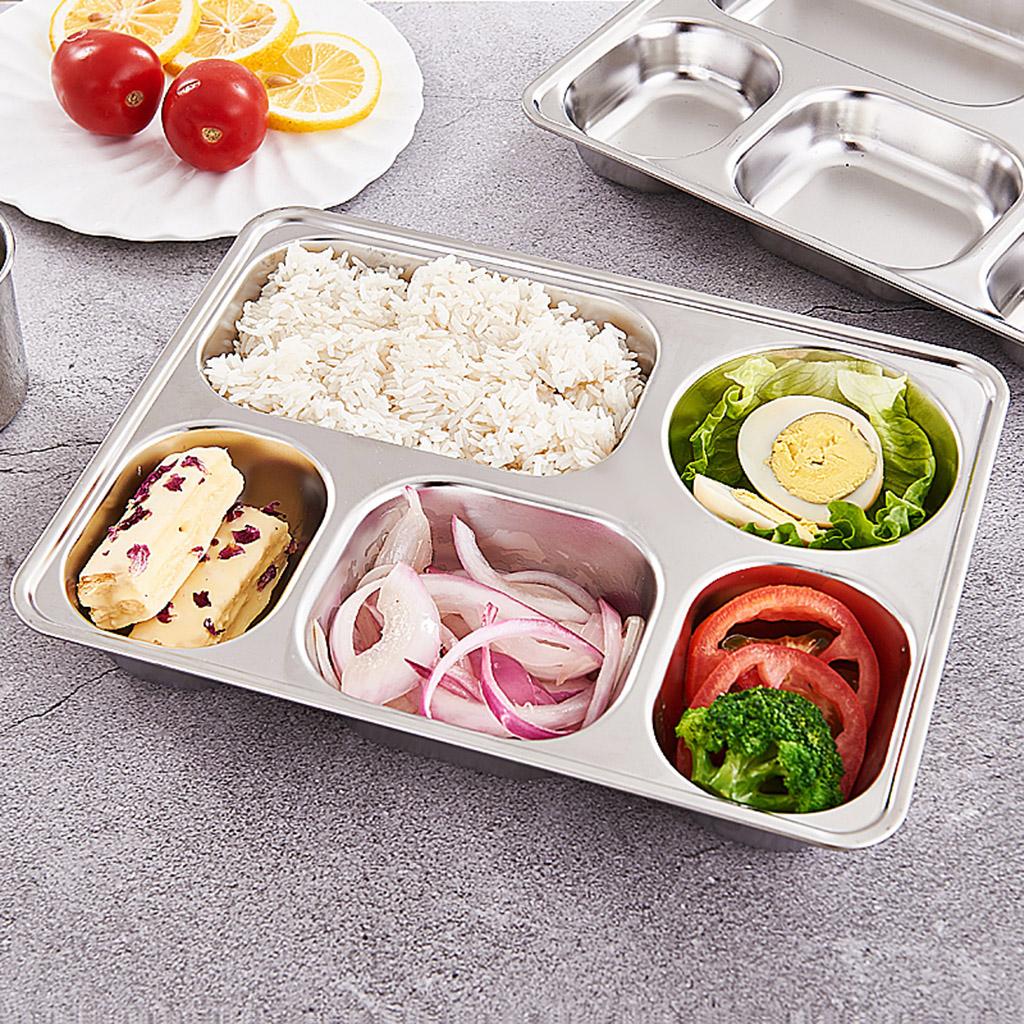 Divided Dinner Tray 3/4/5 Section School Canteen Food Storage Container for Indoor Outdoor Camping Food Tray