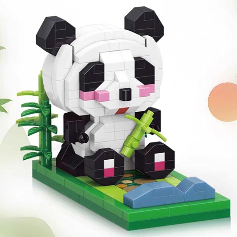 93013 Animal World Panda Bamboo Pet Doll Mobile Phone Stand DIY Mini Diamond Blocks Bricks Building Toy for Children No Box