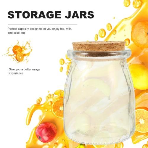 FOMIYES Mini Yogurt Jars, Glass Jars with Cork Lids, 6 Pieces, 200ml Empty Pudding Bottles, Honey Pot, Wedding Mason Jars