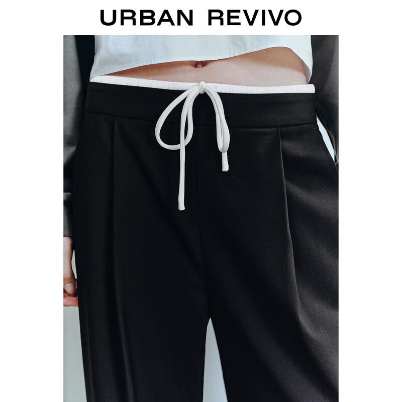 UR 2025 Fall Modern Spliced Straight-Leg Pants with Elastic Tie Waist