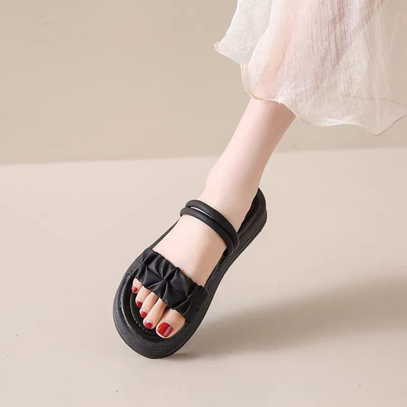 Two sandals women's new summer thick-soled sandals one-word slippers