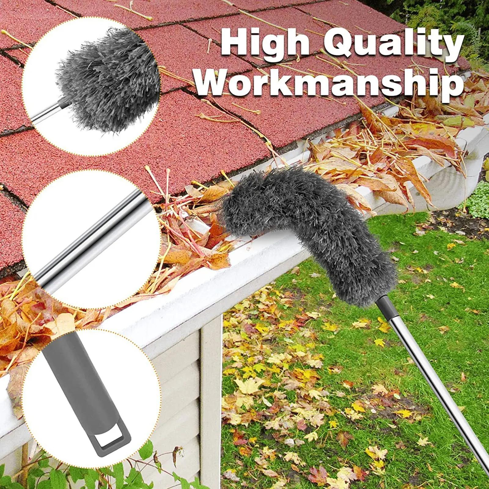 MultiPurpose Outdoor Cleaning Tool Featuring Extendable Rod For Gutters Roofs And Hard To Reach зелёный