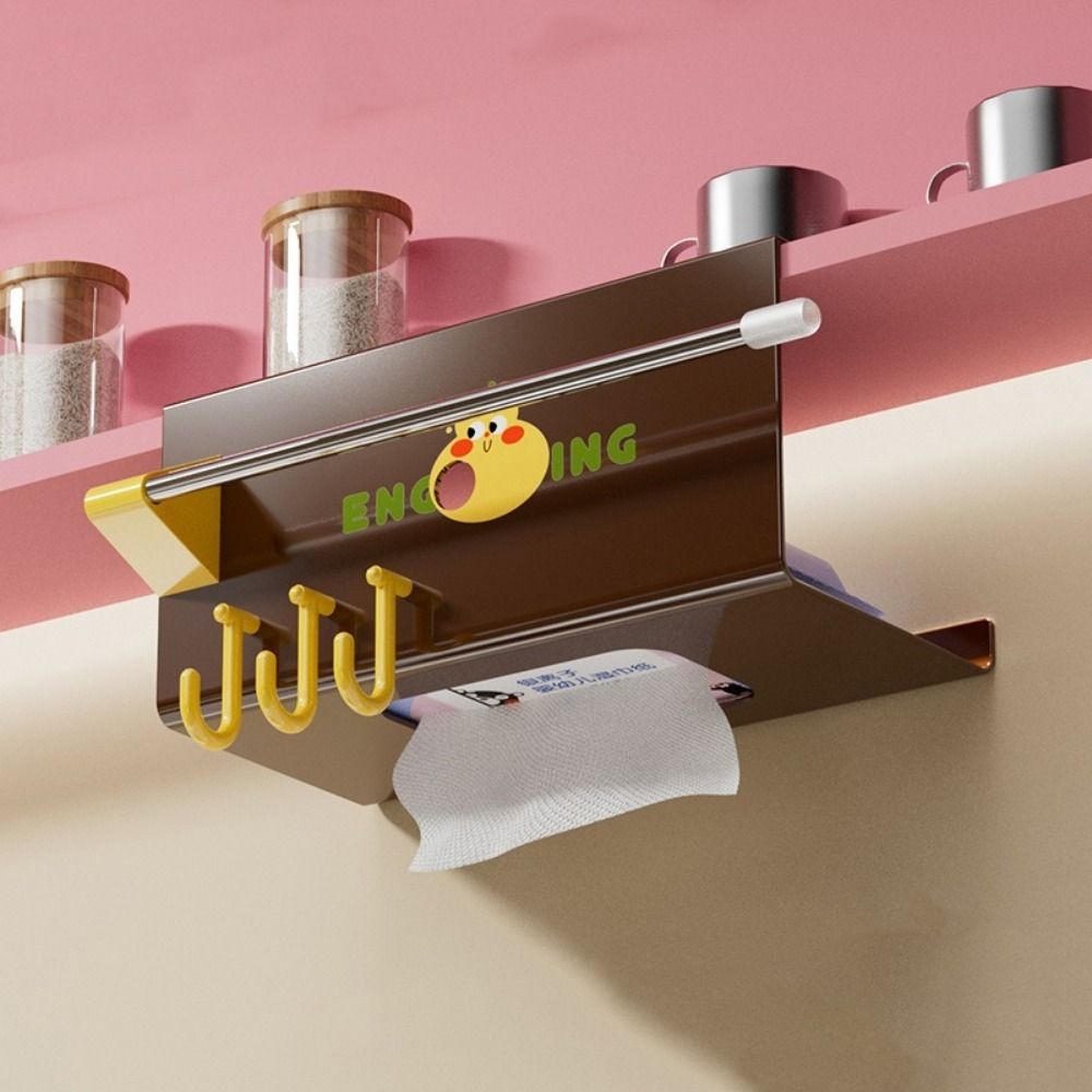 Large Capacity Upside-Down Paper Towel Rack Plastic Cling Film Holder Face Towel Holder Kitchen