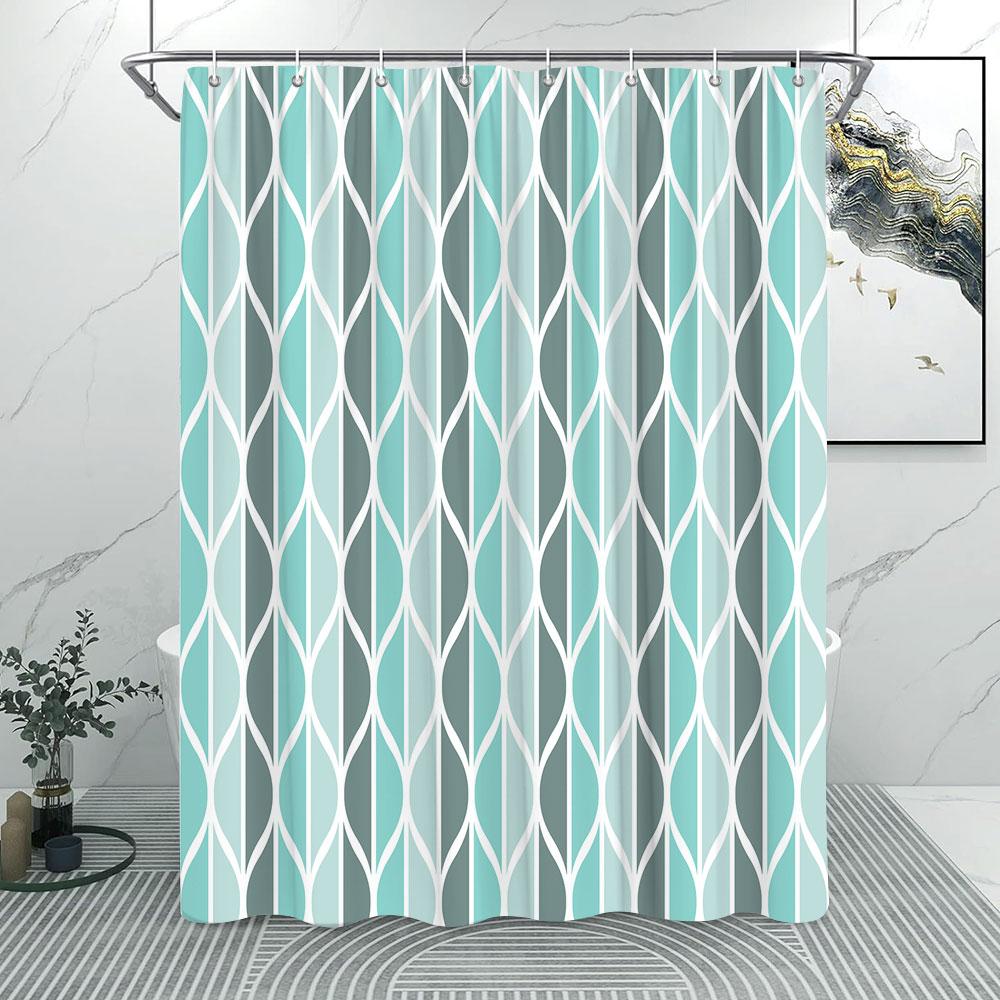 Tenda da Doccia alla Moda a Righe Grigie Motivo a Linee Semplici Moderne Casa Poliestere Stampato Tende da Doccia Arredamento Bagno Con Ganci