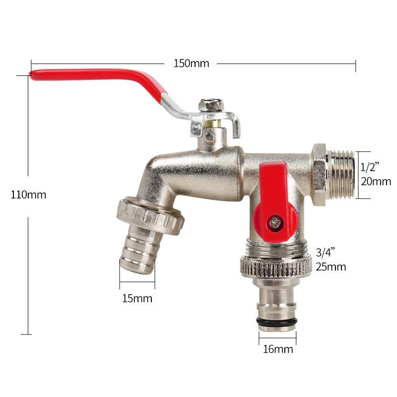 Black-Plated Zinc Alloy Double Outlet Garden Faucet