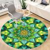 1PC Green Mandala Pattern Office Round Rug, Non slip, Soft and Durable Office Rug for Interior Decoration, Perfect for Office