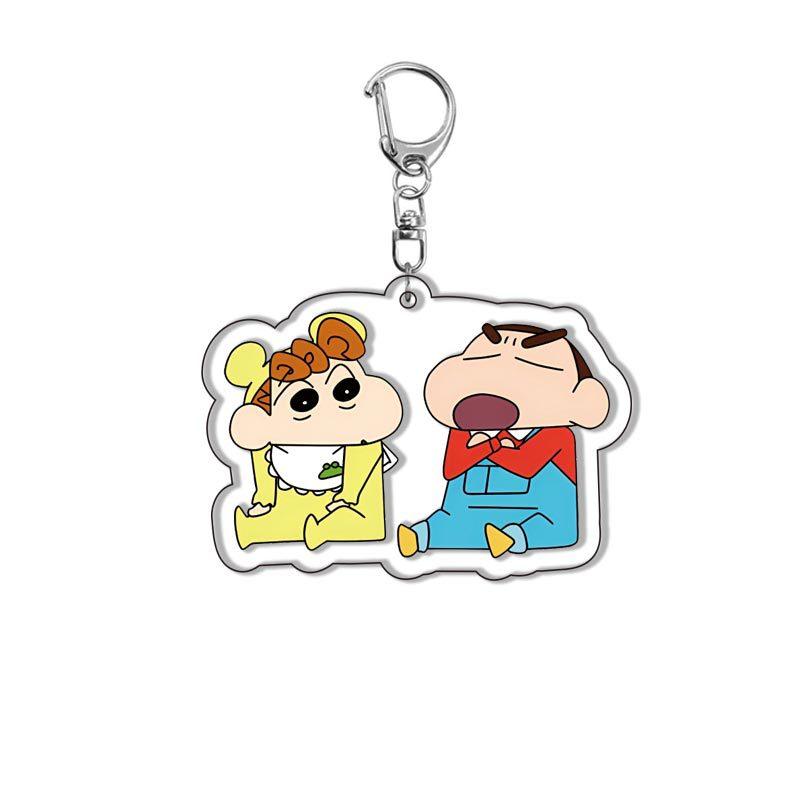 Crayon Shin-chan Acrylic Double Sided Keychain Shinnosuke Nohara Misae Nohara Cartoon Charm Anime Peripherals Cute Cartoon