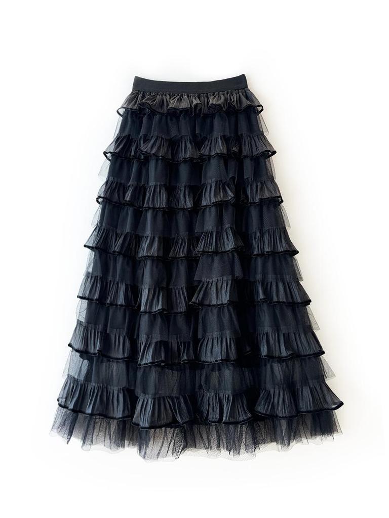 Layered Organza Long Fairy Cake Dress with Half Skirt