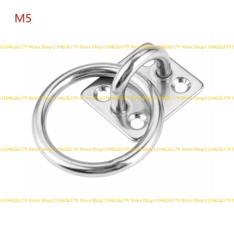 A1A2 Square Pad Eye Plate, Stainless Steel Ceiling Hooks, Suspension U Hooks Hardware Staple Hook Ring Loop with Round Ring