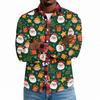 Men's Casual Long Sleeve Shirt with Christmas Print for Spring and Everyday Wear