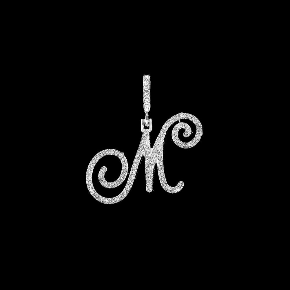 Collana Pendente Lettera Iniziale Z in Corsivo con Zirconi alla Moda per Donna Collana con Cordino Alfabeto in Cristallo Lucido Gioielli Hip Hop