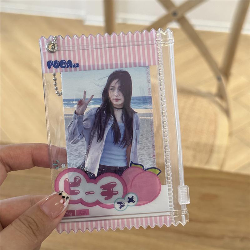 1 Piece 3-Inch Idol Photo Card Protective Cover Card Holder Chain Candy Bag Ins Card Holder Transparent Photocard Holder