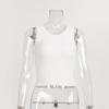 Sommer Strikkede Tanktopper Dame Casual Crop Topper Sexy Jenter Stroppevest O-hals OL Slim Ermeløse T-skjorter