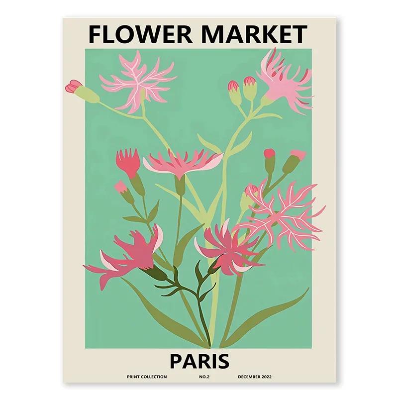 Flower Market Wall Art Decoration Colourful Spring Flowers Canvas Painting Abstract Living Room Room Poster Home Decoration