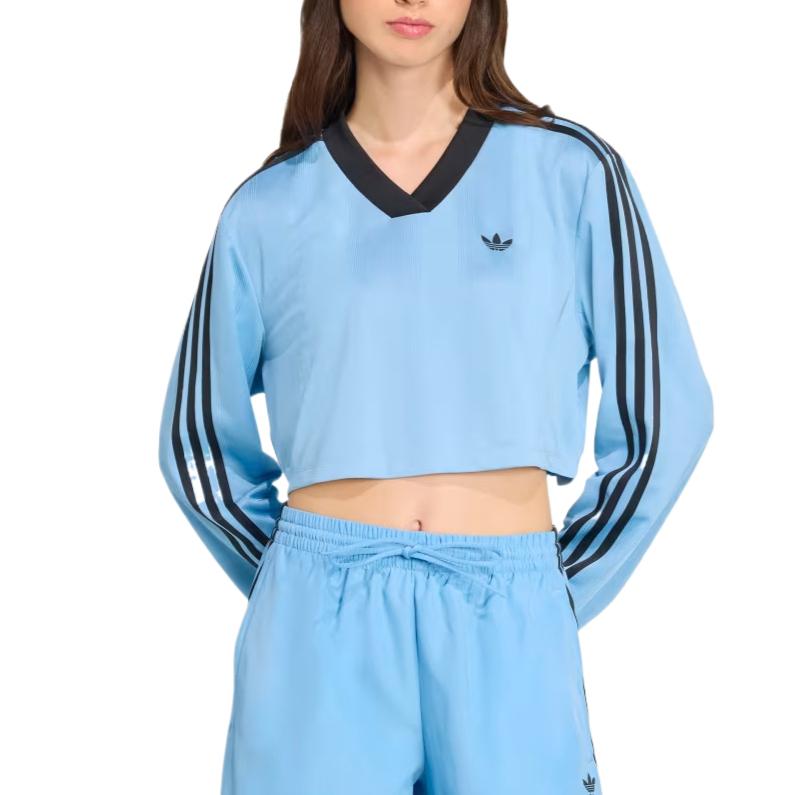 Adidas Originals Adicolor Soccer Jacquard Crop Long Sleeve Top JV9738 L