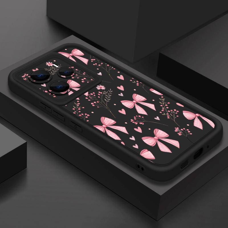 Pink Bowknots Floral Pattern Case For Xiaomi 14T 13T 11T Pro Funda Redmi Note 14 13 Pro 5G 4G 12 11 Shockproof Bumper Silicone Cover