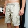 Men Shorts Elastic Waistband Drawstring Large Pockets Cargo Shorts Loose Fit Pure Color Summer Outdoor Sport Shorts