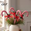 Festival Candy Cane Branch Christmas Pick, Red White Green Plush Stem, Festive Decor for Vase Filler, Wreath, Xmas Tree Decoration Filler